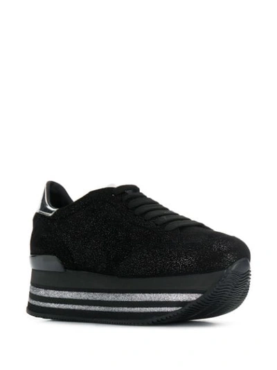 Shop Hogan Glittered Flatform Sneakers In Black
