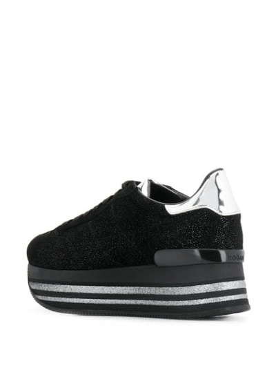 Shop Hogan Glittered Flatform Sneakers In Black