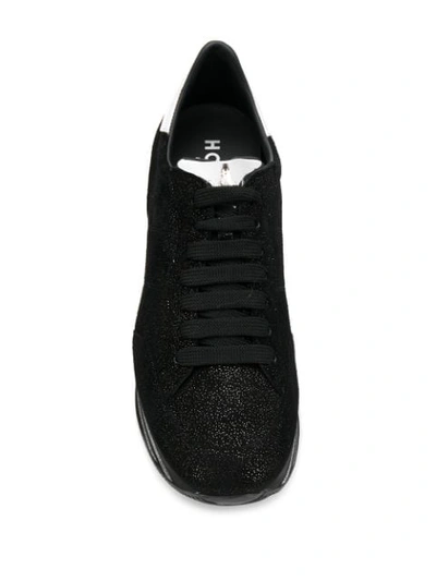 Shop Hogan Glittered Flatform Sneakers In Black