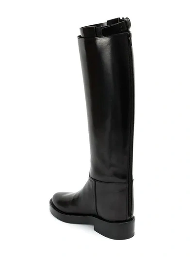 Shop Ann Demeulemeester Buckled Strap Knee Boots In 099 Nero