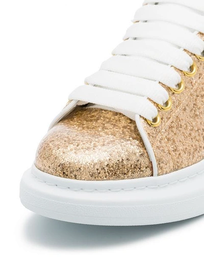 Shop Alexander Mcqueen Gold Oversized Leather Glitter Sneakers In White