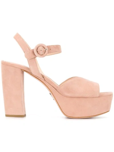 Shop Prada Heeled Platform Sandals In Pink
