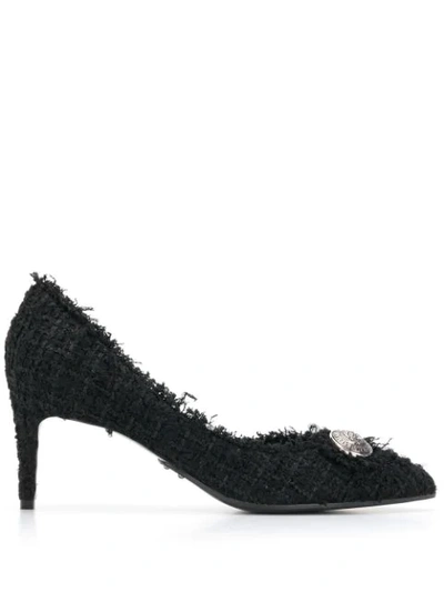 Shop Balmain Julie Tweed Pumps In Black