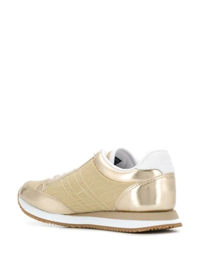 Shop Tommy Hilfiger Metallic Panel Sneakers In Gold