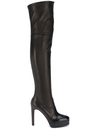 Shop Casadei Over The Knee Boots In Black