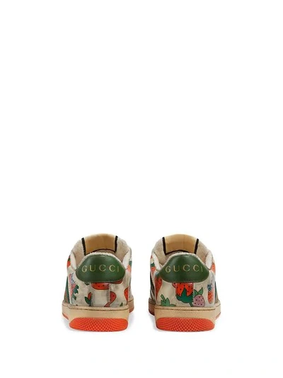 Shop Gucci Screener  Strawberry Sneaker In White