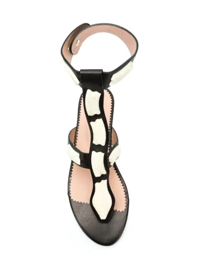 Shop Red Valentino Flat Leather Sandals In Black