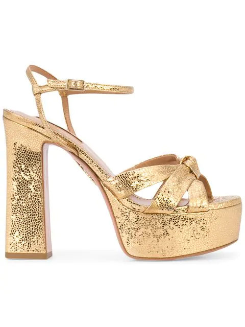 Aquazzura Baba Plateau Metallic Cracked 