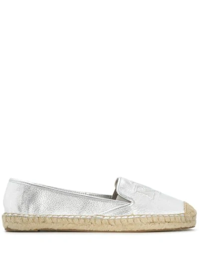 Shop Lauren Ralph Lauren Destini Metallic Espadrilles In Silver