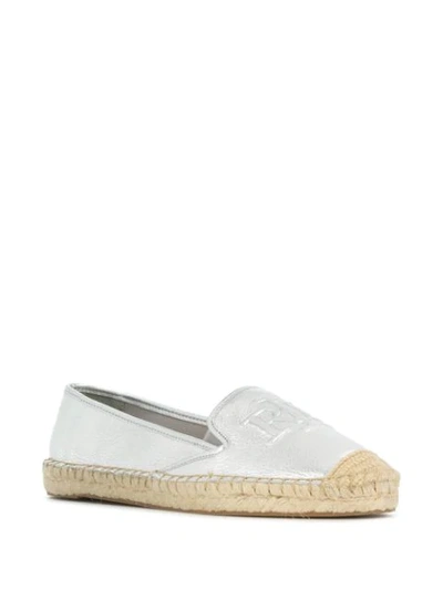 Shop Lauren Ralph Lauren Destini Metallic Espadrilles In Silver