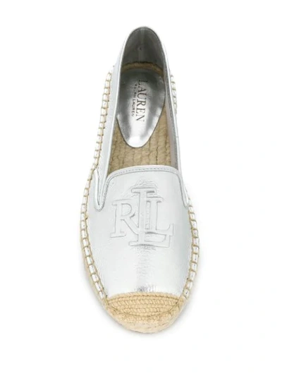 Shop Lauren Ralph Lauren Destini Metallic Espadrilles In Silver