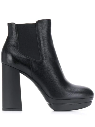 Shop Hogan Chunky Heel Ankle Boots In Black