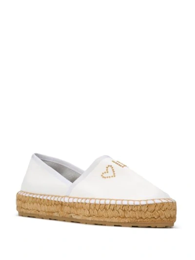 Shop Love Moschino Studded Espadrilles In White