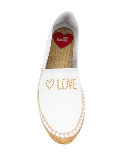 Shop Love Moschino Studded Espadrilles In White
