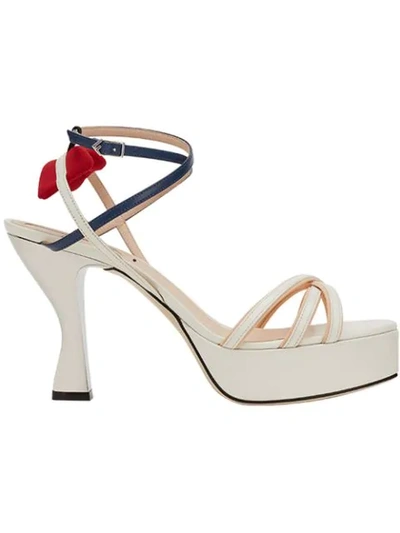 Shop Fendi Strappy Platform Sandals In F15ff-ivory+iris+nude