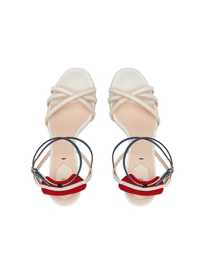 Shop Fendi Strappy Platform Sandals In F15ff-ivory+iris+nude