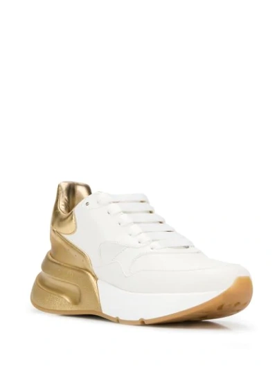 Shop Alexander Mcqueen White And Gold Chunky Leather Low Top Sneakers