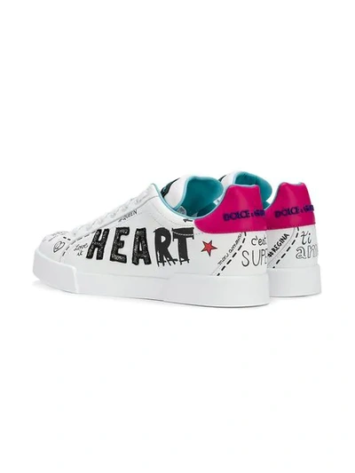 Shop Dolce & Gabbana Love Graffiti Logo Sneakers In White