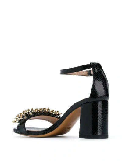 Shop Albano Open Toe Embellished Sandals In Black