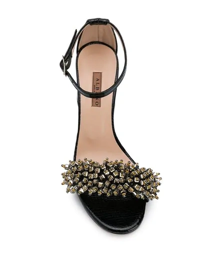Shop Albano Open Toe Embellished Sandals In Black