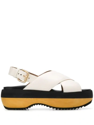 Shop Marni Platform Sole Sandals In White