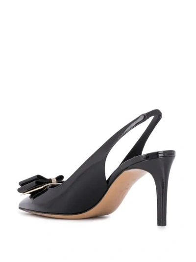 Ferragamo Patent Zahir Slingback Sandals 70 In Black
