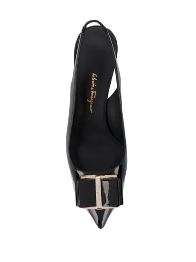 Ferragamo Patent Zahir Slingback Sandals 70 In Black
