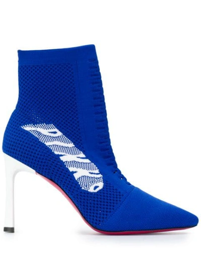 Shop Pinko Knitted Sock Boots In Blue