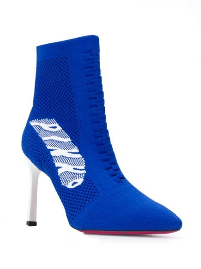 Shop Pinko Knitted Sock Boots In Blue