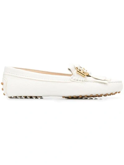 Shop Tod's Gommino T Ring Loafers In White