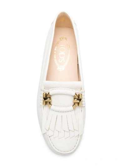 Shop Tod's Gommino T Ring Loafers In White