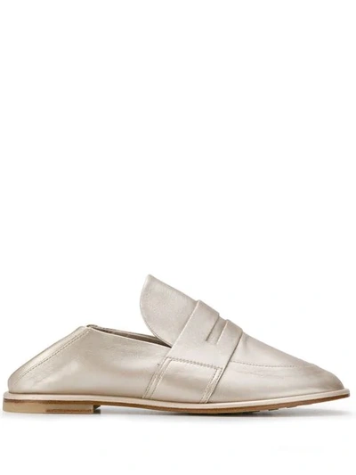 Shop Agl Attilio Giusti Leombruni Flat Metallic Loafers In Gold