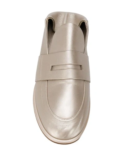 Shop Agl Attilio Giusti Leombruni Flat Metallic Loafers In Gold