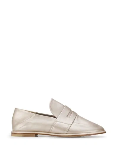 Shop Agl Attilio Giusti Leombruni Flat Metallic Loafers In Gold