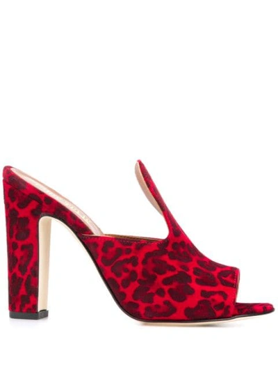 Shop Paris Texas Leopard Print Sandals In Red