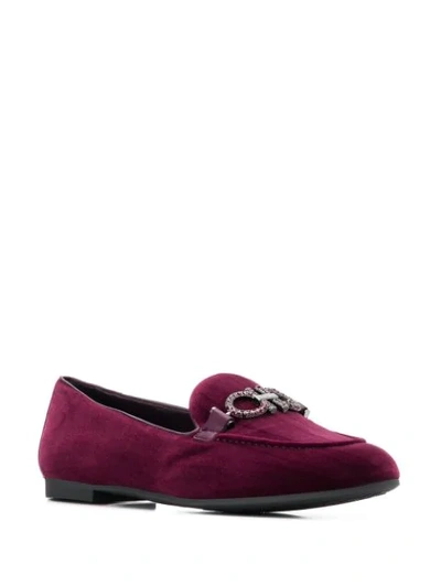 Shop Ferragamo Double Gancini Loafers In Purple