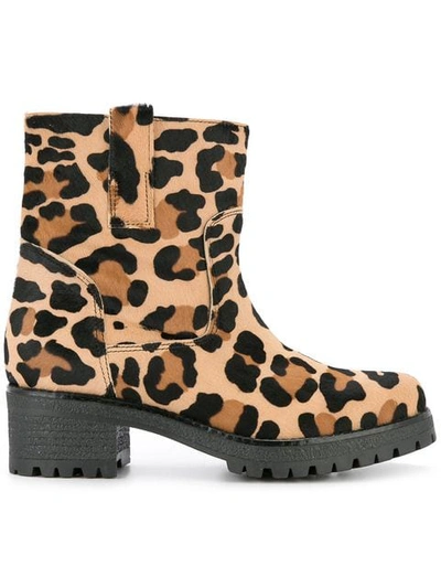Shop P.a.r.o.s.h Leopard Print Ankle Boots In Brown