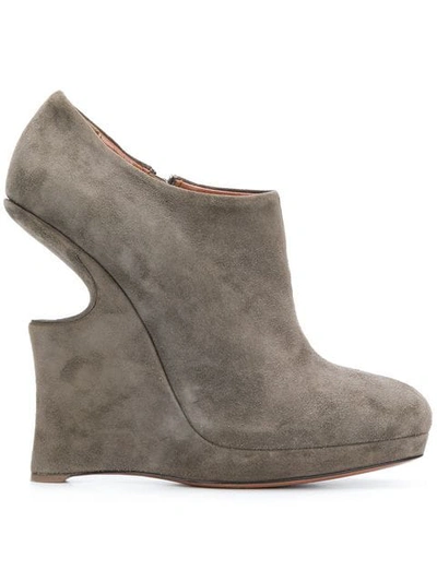 Pre-owned Alaïa Sculptured Platform Ankle Boots In Grey