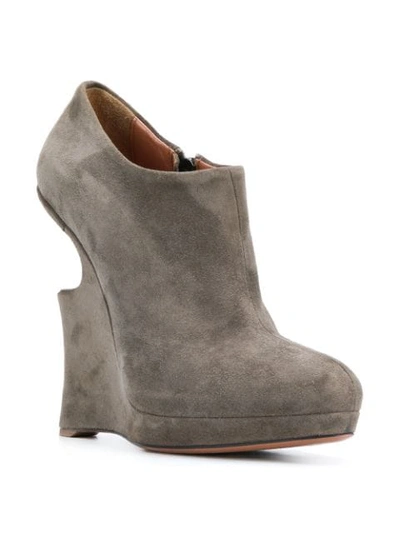 Pre-owned Alaïa Sculptured Platform Ankle Boots In Grey