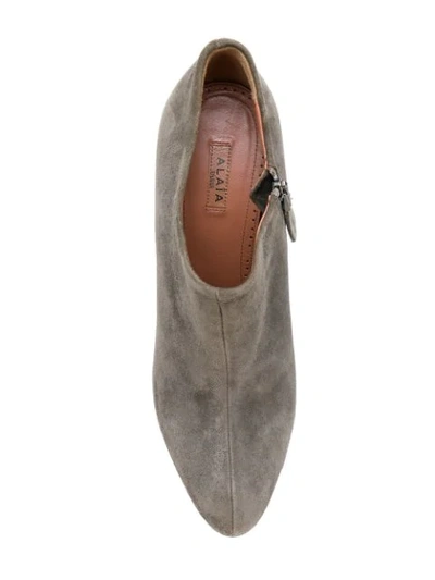 Pre-owned Alaïa Sculptured Platform Ankle Boots In Grey