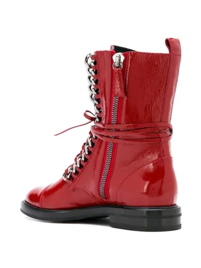 Shop Casadei Flat Lace-up Boots In 753 Chilli Pepper