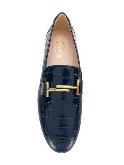 Shop Tod's Double T Loafers In Blue