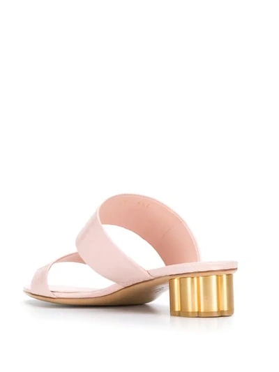 Shop Ferragamo Flower Heel Slip-on Sandals In Pink