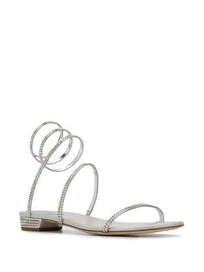 Shop René Caovilla Crystal Embellished Strappy Sandals In Silver
