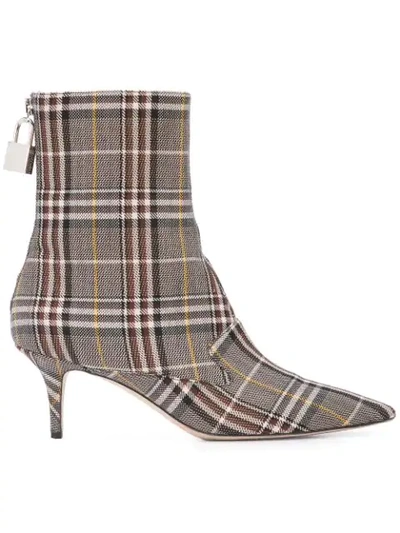 Shop Monse Plaid Sock Boots In Grey