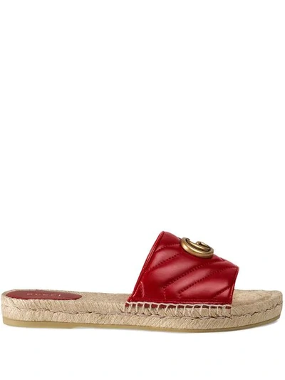Shop Gucci Leather Espadrille Sandal In Red