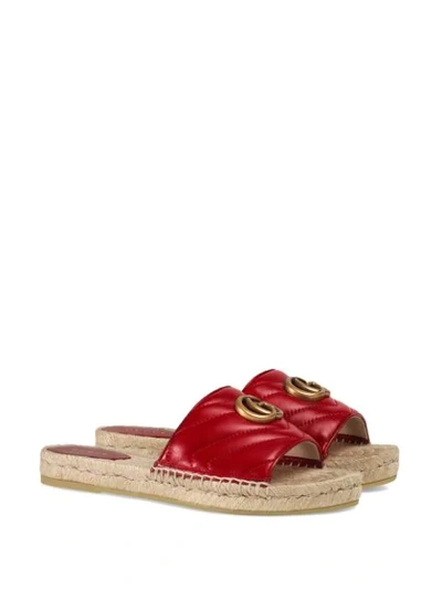 Shop Gucci Leather Espadrille Sandal In Red