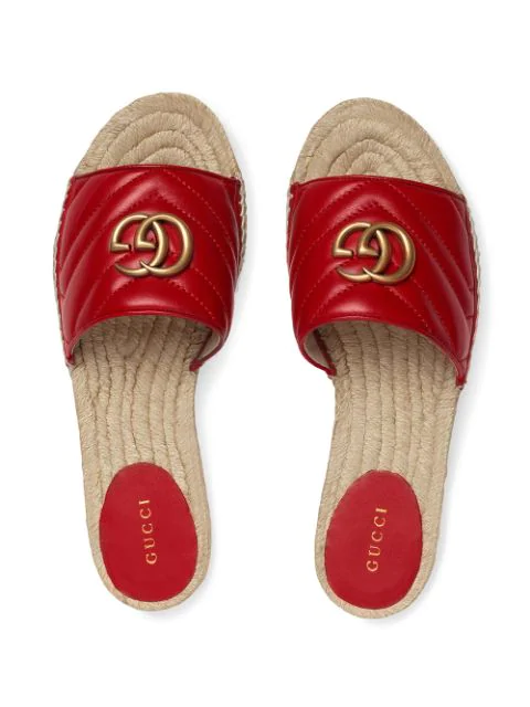 gucci pilar straw espadrille slides