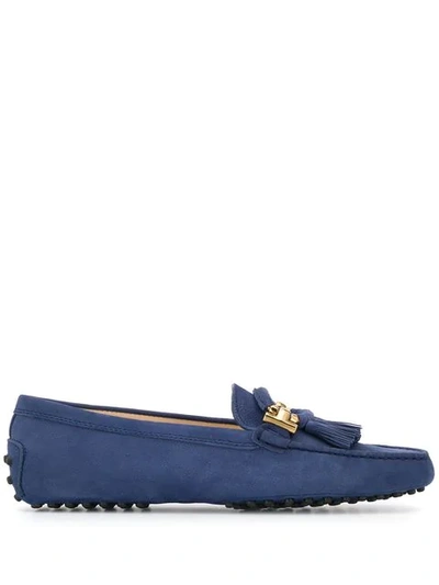 Tod's Classic Fringed Loafers In Blue