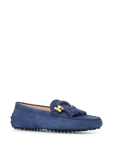 Tod's Classic Fringed Loafers In Blue